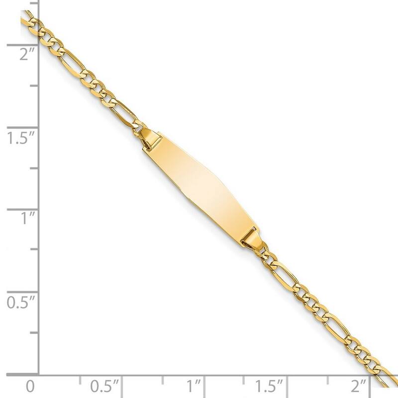 Curata 5.5mm 14k Engravable Figaro Soft Diamond Shape ID Bracelet
