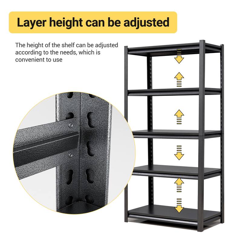 72"H 5 Tier Metal Shelves,2000LBS Heavy Duty Storage Shelves Adjustable Garage Shelf Unit Storage Utility Rack
