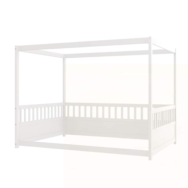 Canopy Bed Frame with Guardrails