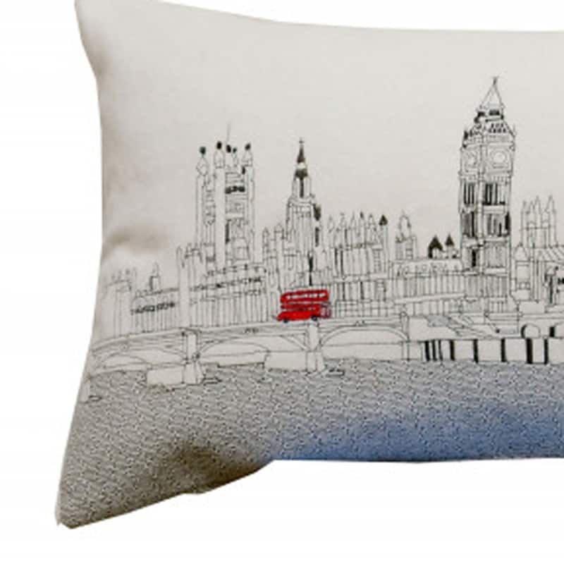 HomeRoots 46" White London Daylight Skyline Lumbar Decorative Pillow