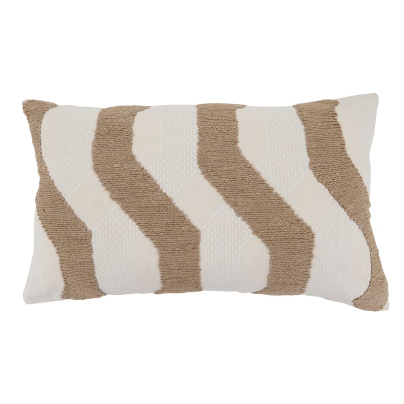 Textured Jute Stripe Throw Pillow - Woven Neutral Accent for Sofa, Bed & Layered Styling - Natural - 12"x20" - Cover Only