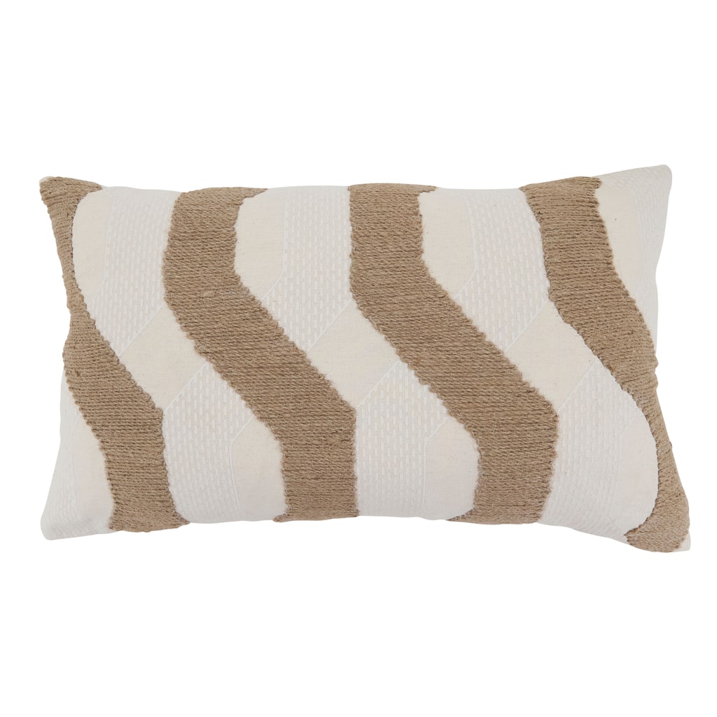 Textured Jute Stripe Throw Pillow - Woven Neutral Accent for Sofa, Bed & Layered Styling