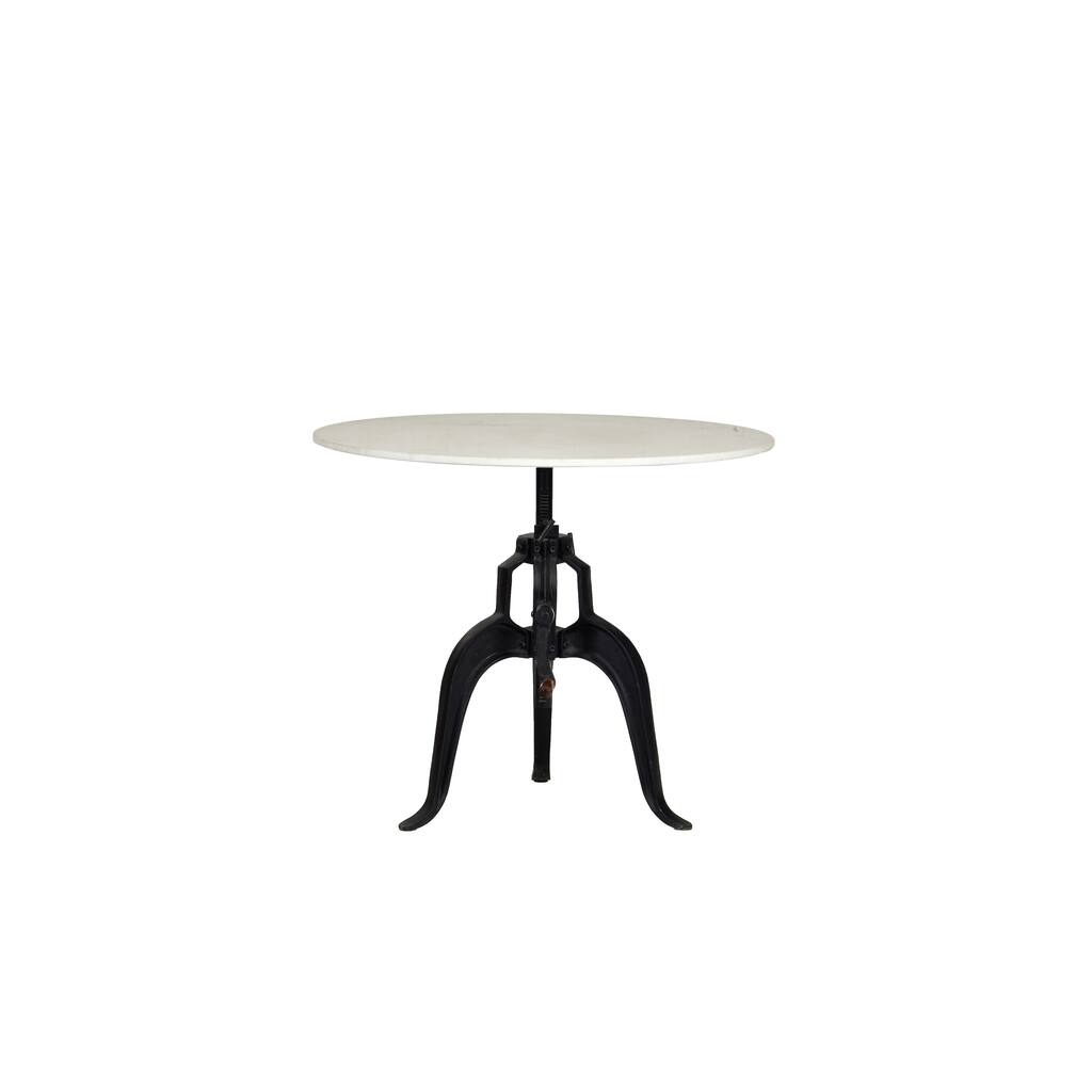 36" Calico Round Marble Top Height Adjustable Crank/Dining Table with Iron Base 36" X 36" X 30"