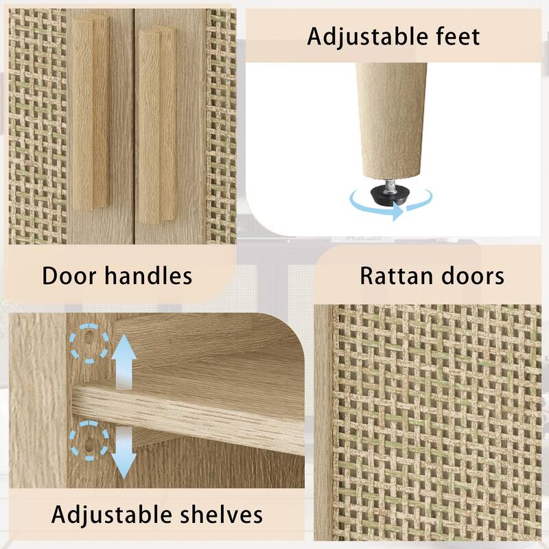 Natural Storage Cabinet Coffee Cabinet File Cabinet Pantry Cabinet