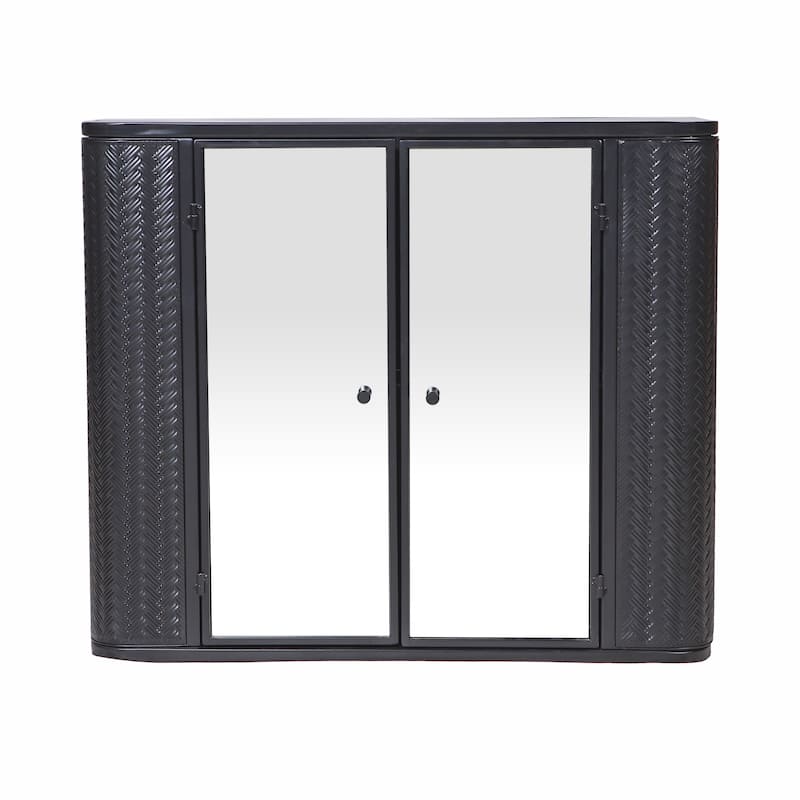 Bathroom Wall Cabinet, Farmhouse Storage Cabinet with Mirrored Doors and Open Shelf for Vanity, Toilet, Over The Sink