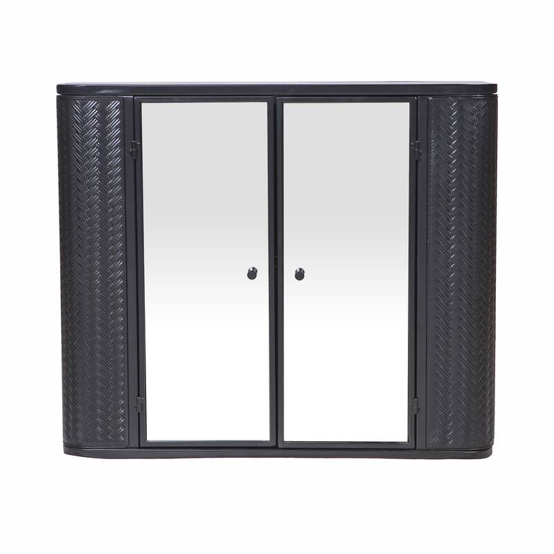 Wall-Mounted Bathroom Cabinet with Mirror, 2 Mirrored Doors & Open Shelf, Metal Frame Storage Cabinet with Open Compartment