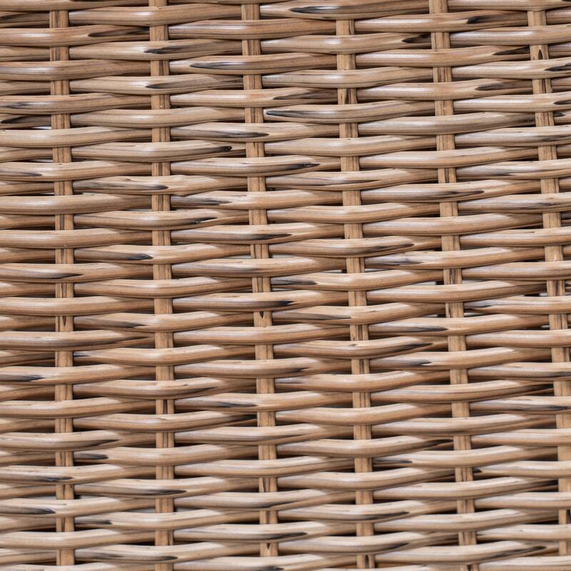 Outdoor Acacia Wood Bench(Set of 2), Teak Finish+ Brown Wicker