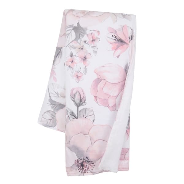 slide 2 of 6, Lambs & Ivy Botanical Baby Watercolor Floral Pink Fleece Baby Blanket