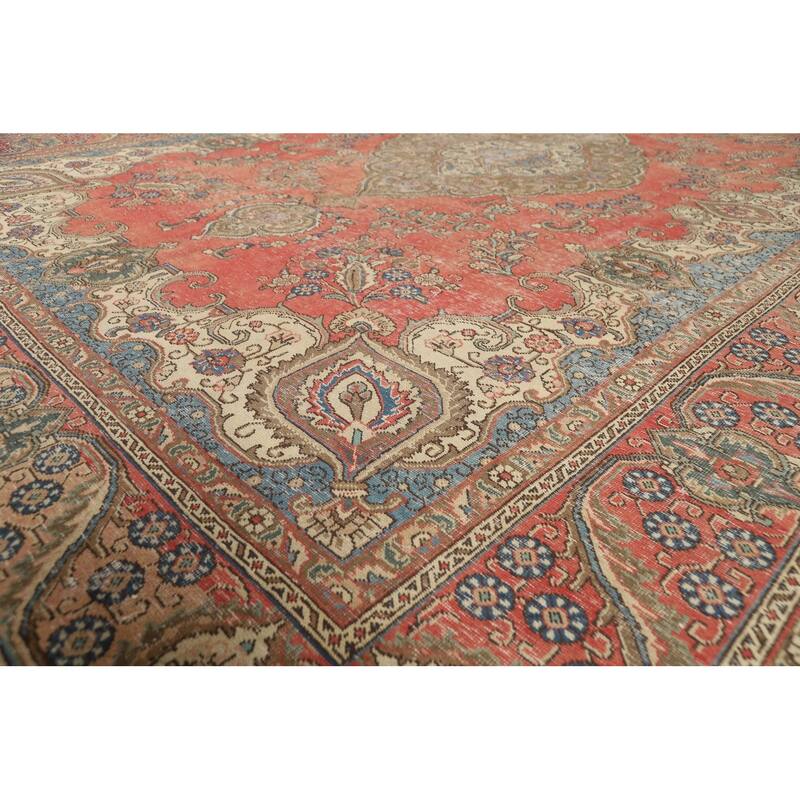 Traditional Tabriz Persian Vintage Rug Handmade Wool Carpet - 9'4" x 13'0"
