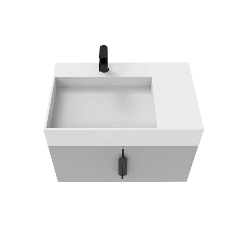 Amazon 30" Wall Mounted Bathroom Left Basin Vanity Set w/ White Top