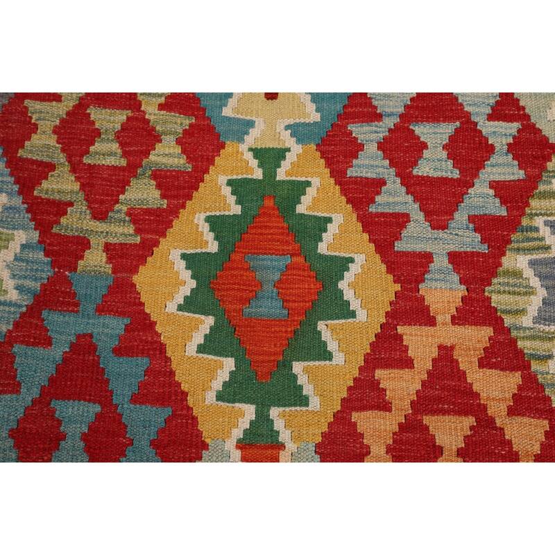 Geometric Multicolor Kilim Oriental Large Rug Flatweave Wool Carpet - 10'1"x 16'4"