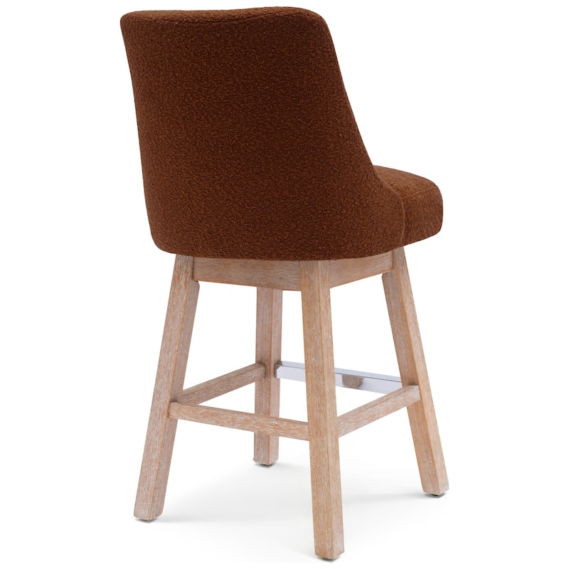 Boucle Polyester Upholstered Swivel Counter Stool - Foot Glides (Set of 2)