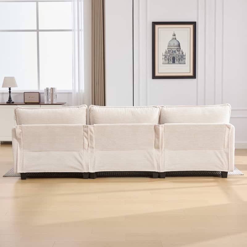 102.95" L-Shaped Corduroy Sectional Sofa with Movable Ottoman