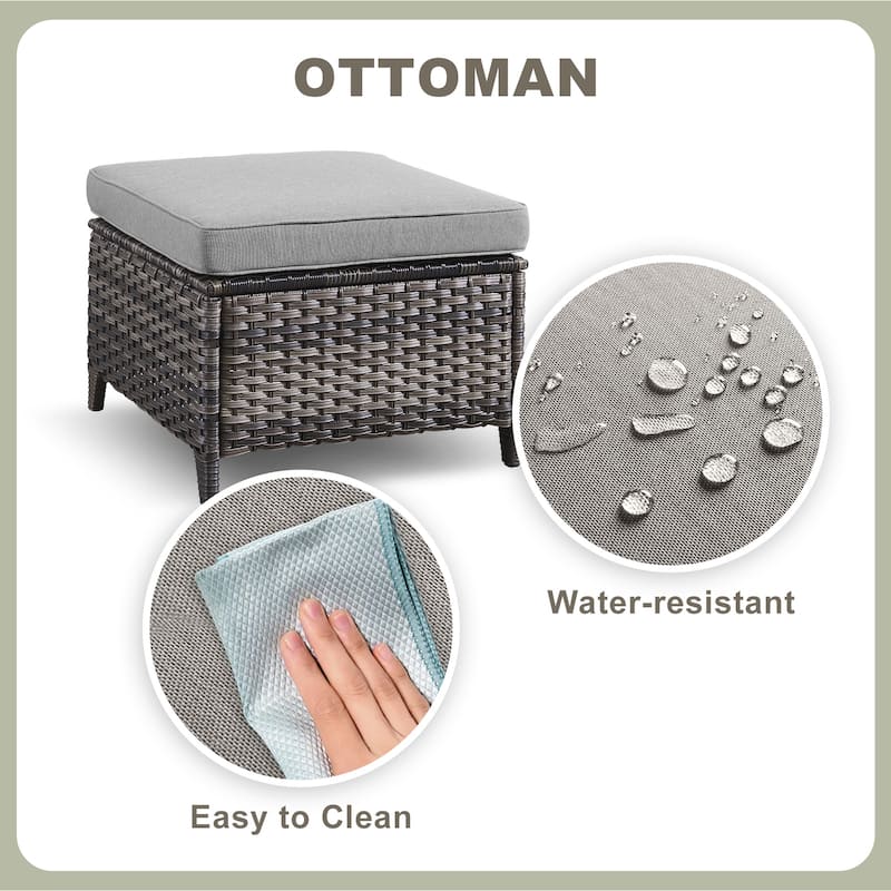 Wicker Rattan Ottoman Outdoor Patio Ottoman