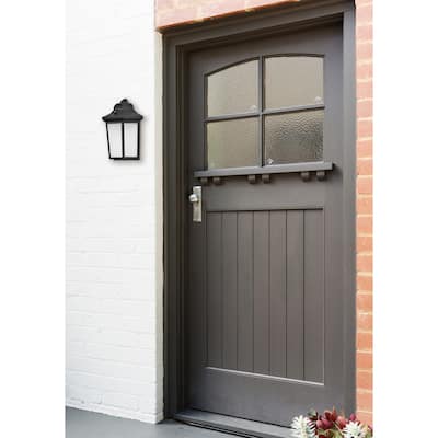 Patriot 1-light Black LED Outdoor Sconce, White Glass Shade