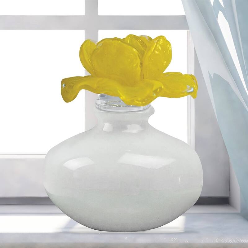 Red Rose Hand Blown Perfume Bottle - Yellow