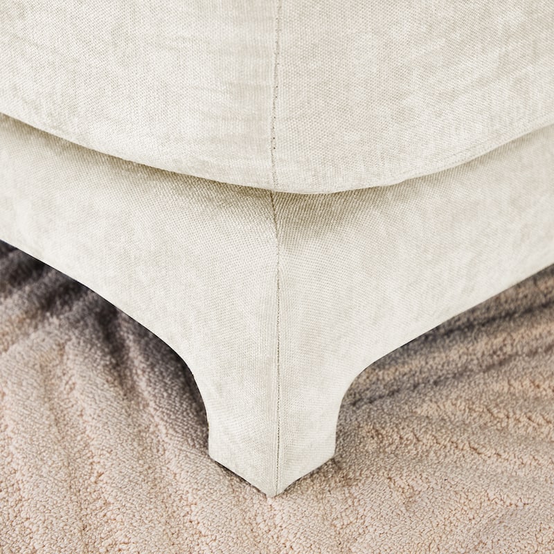 GDFStudio- Isolde Chenille Three-Seater Sofa with 2 Ottoman