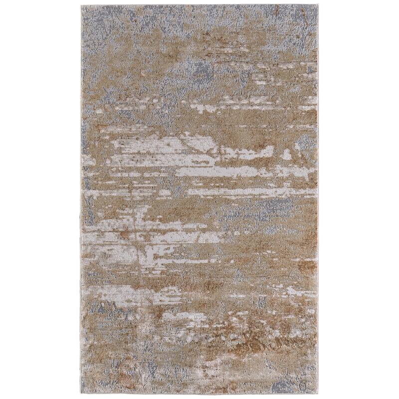 Tripoli R3567 Abstract Modern Area Rug - 6'7" x 9'6" - Ivory/Gold/Gray
