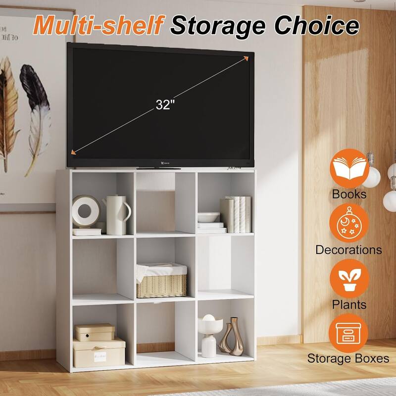 9 Cube Storage Organizer, Bookshelf with 5 Removable Back Panels for Living Room, Bedroom, Home Office - 36"D×36"W×11.6"H