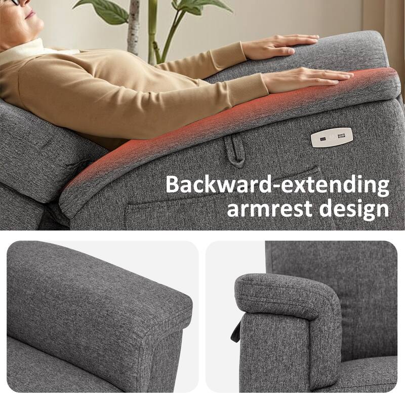 MCombo Power Recliner Lift Chair with Massage, Dual Heating and Adjustable Headrest for Big Elderly People, Fabric R7605