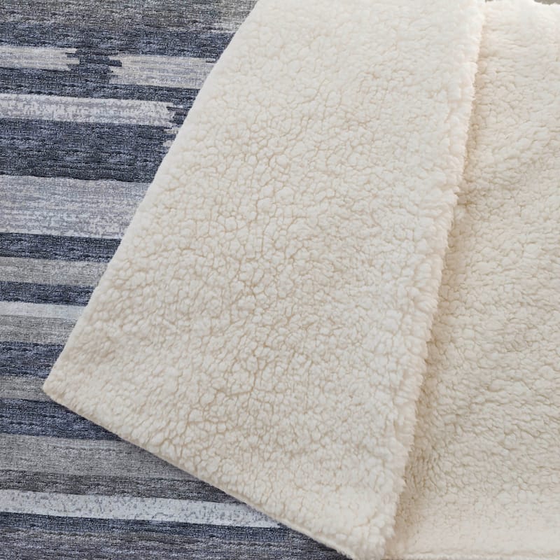 Premium Machine Washable ASB114 Modern Stripes Sherpa Throw Blanket