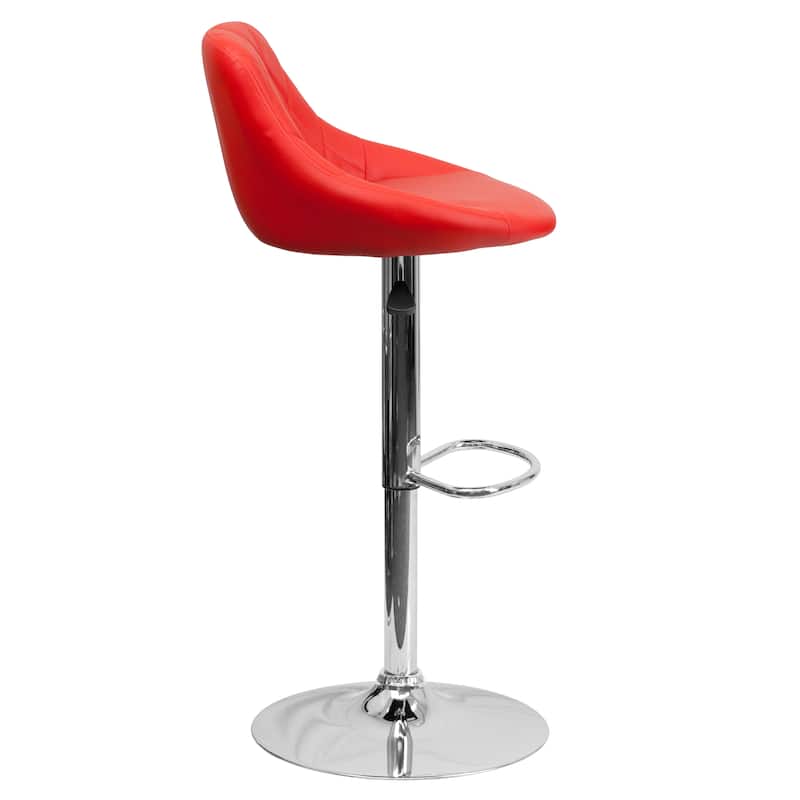Diamond Pattern Vinyl Bucket Seat Adjustable Barstool - 18.5"W x 19"D x 33.25" - 41.75"H