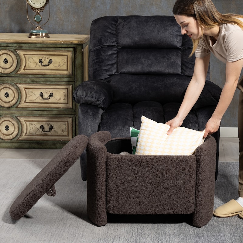 Modern Accent Chair with Wood Frame, Upholstered Ottomans Chairs