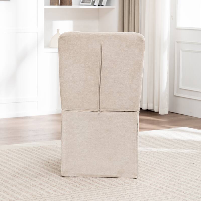 2-Piece Linen Dining Chairs, Modern Fabric Side Chairs,with Padded Seat and Backrest, Upholstered Armless Chairs