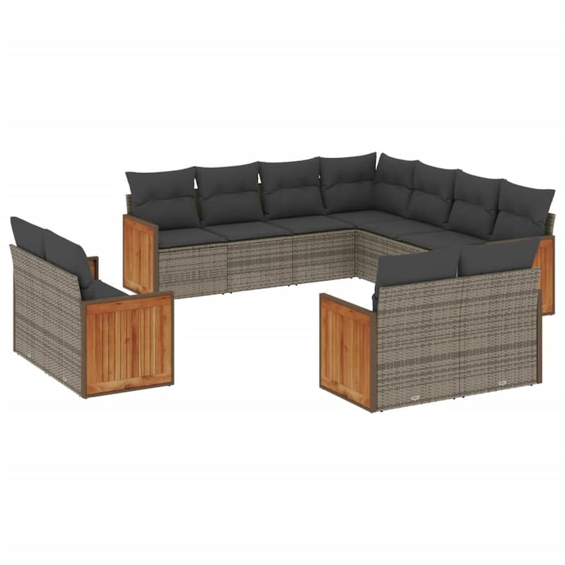 vidaXL Patio Sofa Set with Cushions Outdoor Conversation Furniture Poly Rattan