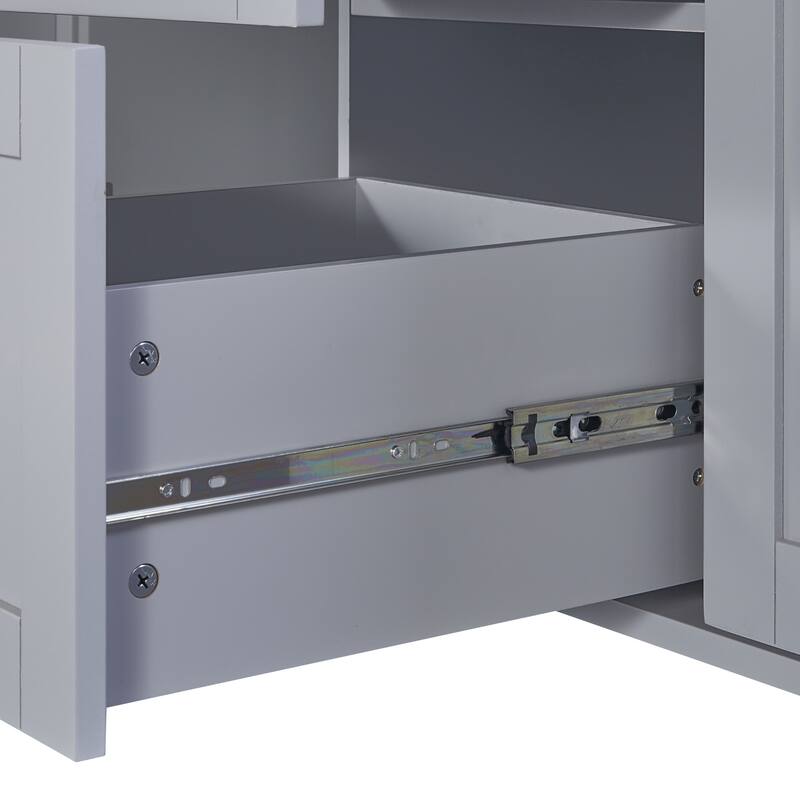 50'' Rubber Wood Kitchen Island with 3 Drawer, Rolling Wheels, 2 Slide-Out Shelf and Internal Storage Rack