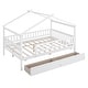 preview thumbnail 33 of 40, Full Size Wooden House Bed with Two Drawers and Roof for Kids, Boys and Girls, Bedroom
