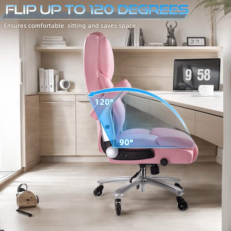 BOSSIN 600lbs Big and Tall Office Leather Chair with Flip up Armrest, Ergonomic Lumbar Support and Quiet Rubber Wheel
