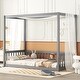 preview thumbnail 2 of 31, American Design Wooden Canopy Twin Size Floor Bed with Fence and Guardrails