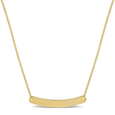 Miadora Engravable ID Bar Necklace in 14k Yellow Gold