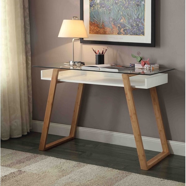 slide 2 of 4, Strick & Bolton Luella Desk with Shelf White