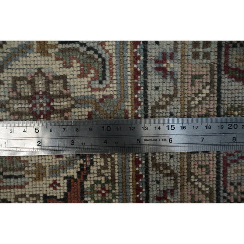 Hand Knotted Oriental 100% Wool Carpet Traditional Floral Red Tabriz-Mahi Area Rug - 11' 10'' X 8' 2''