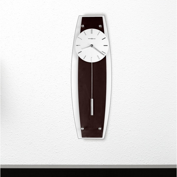 slide 2 of 2, Howard Miller Cyrus Chic, Sleek, Contemporary Modern, Transitional Style Wall Clock with Pendulum, Reloj De Pared Brown/White