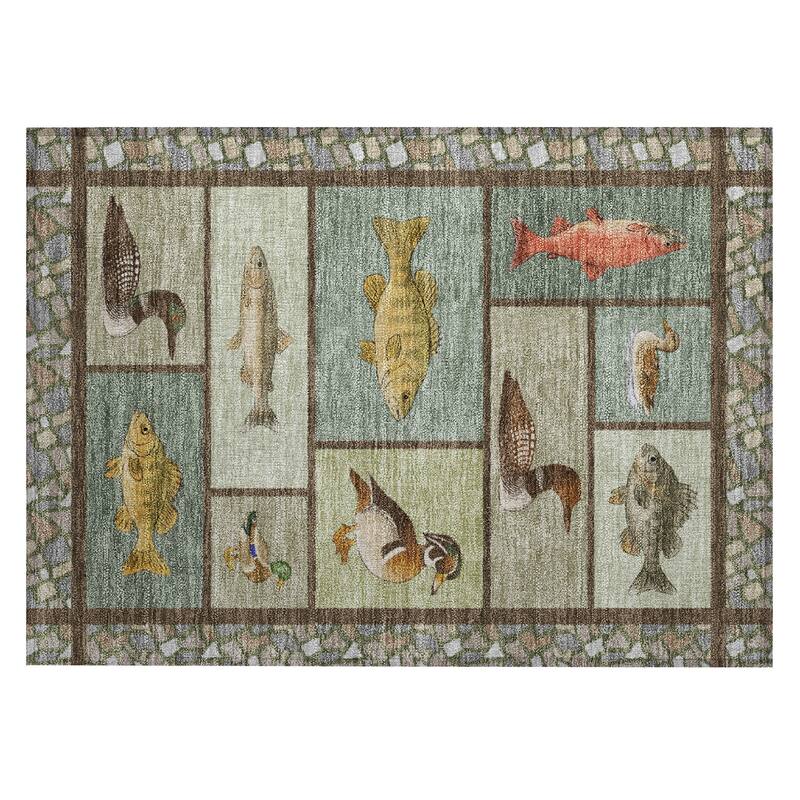 Machine Washable Indoor/ Outdoor Cabin Lodge Chantille Rug