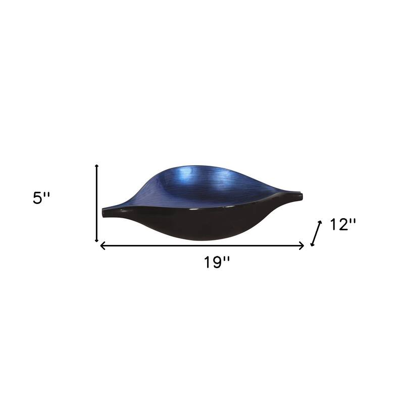 HomeRoots 19" Black And Blue Solid Wood Novelty Centerpiece Bowl - 5x19