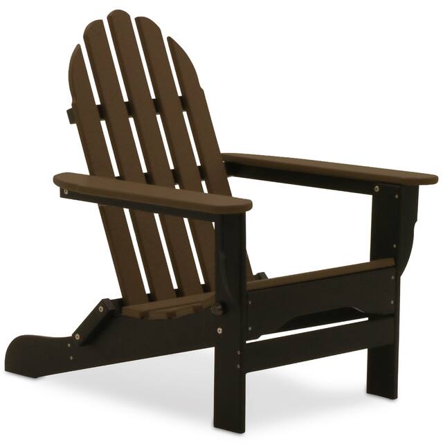 Nelson Recycled Plastic Folding Adirondack Chair - by Havenside Home - Chocolate / Black