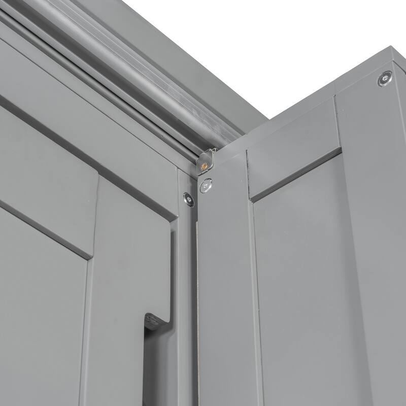 Hidden Hydraulic Lift Wall Bed Queen Murphy Bed with Dual Sliding Storage Cabinets, Side Shelves and Reinforced Metal Frame