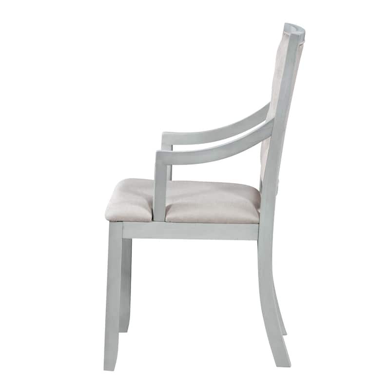 42" Extendable Round Dining Table and 4 Upholostered Chairs, 5-Piece Set