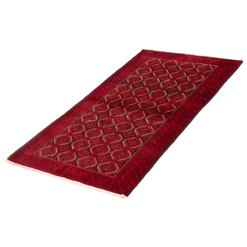 ECARPETGALLERY Hand-knotted Royal Baluch Red Wool Rug - 3'7 x 6'9