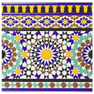 Merola Tile Sevillano Andalusia Cenefa 7-7/8" x 7-7/8" Ceramic Wall Trim - (1 Tile)