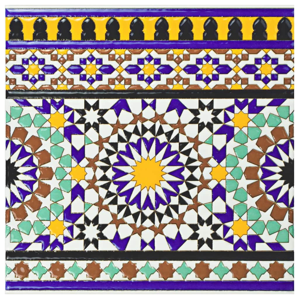 Merola Tile Sevillano Andalusia Cenefa 7-7/8" x 7-7/8" Ceramic Wall Trim - (1 Tile)