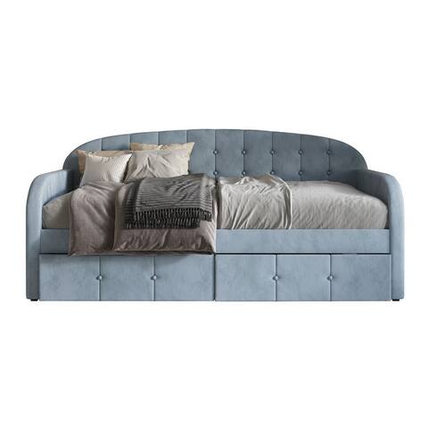 CraftPorch Modern Velvet Twin Size Daybed with Storage