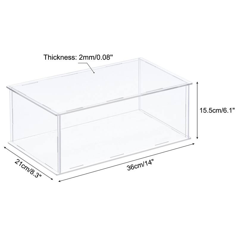 Acrylic Display Case Plastic Box Cube Storage Box Dustproof Showcase - 14x8.3x6.1 Inch