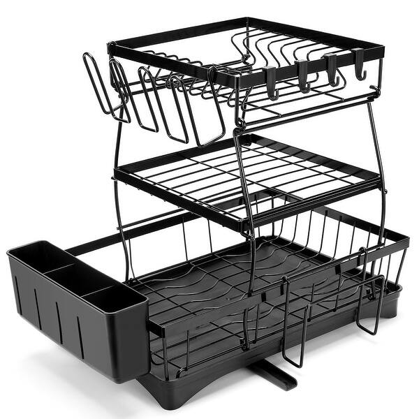 3 Tier Dish Drying Rack Dish Drainer With Cup Holder Drainboard