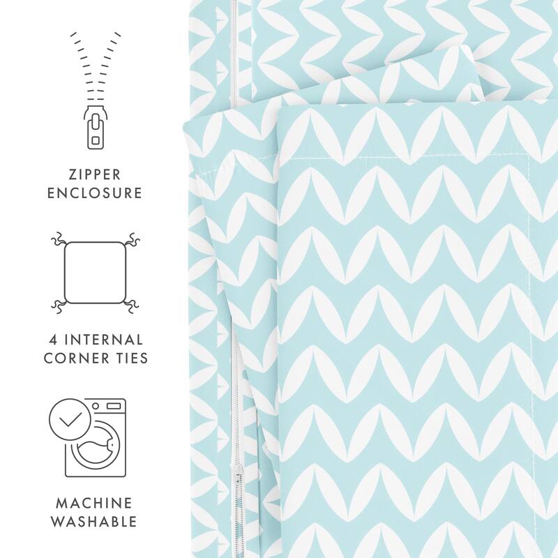 Becky Cameron 3 Piece Puffed Chevron Duvet Cover Set