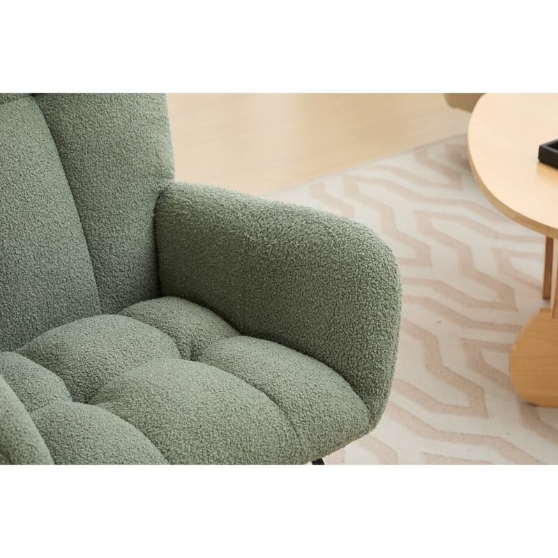 Modern Upholstered Glider Rocking Chair with Solid Wood Legs